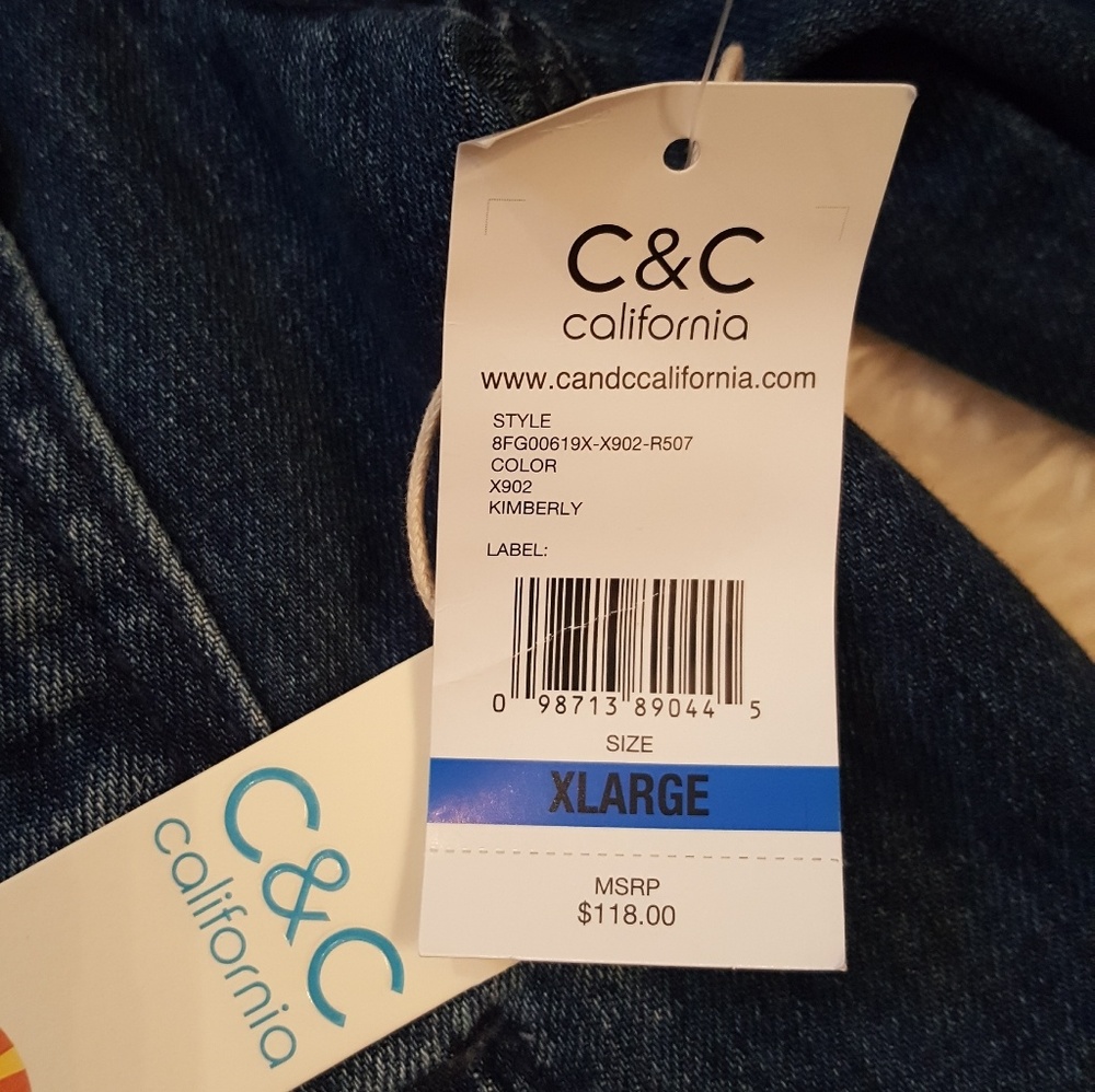 C&C California Faux Shearling Collar Denim Jacket - Picture 7 of 7
